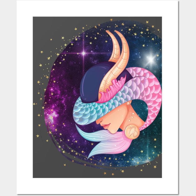 Capricorn, Capricorn girl, Zodiac Astrology Love Stars Wall Art by Tumair